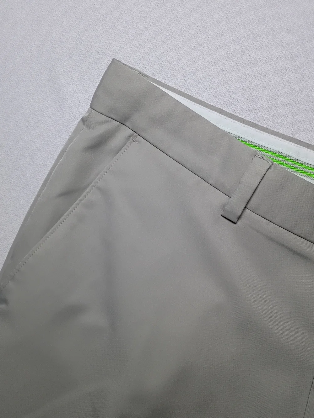 Greg Norman For Tasso Elba Mens Slim Fit Trousers 34X32 Beige Flat Front